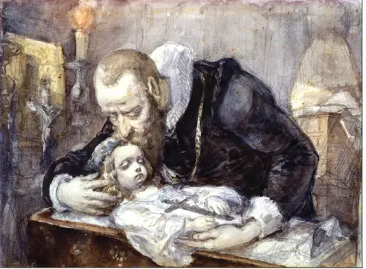 Father and child lament