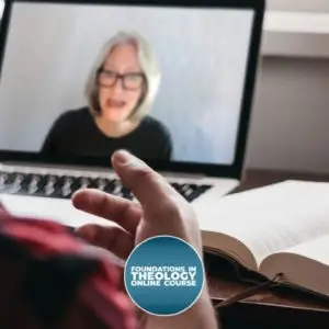 Foundations Course image with laptop of lecturer onscreen