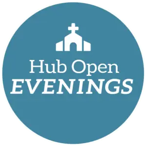 Hub Open Evenings logo with church icon