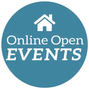 Online Open Events logo with house icon