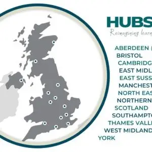 Map of WTC UK Hub Locations (13 Hubs)