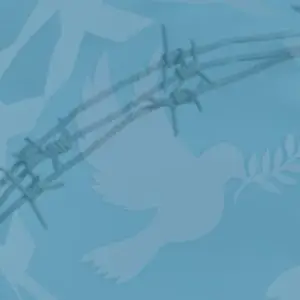 Prison Programme image with barbed wire and paper cutting of dove with olive branch in beak