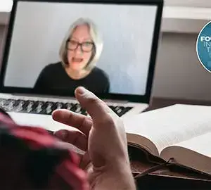 Foundations Course image with laptop of lecturer onscreen