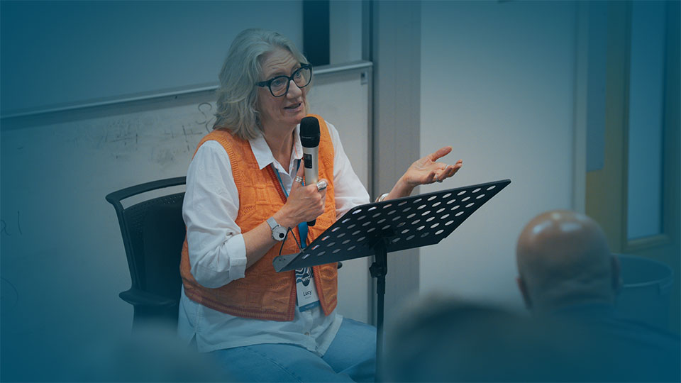 Image of Lucy Peppiatt teaching BA (Hons) classroom