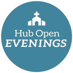 Hub Open Evenings logo with church icon